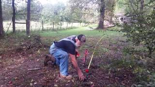 OFF GRID LOG CABIN BUILD  #1  Staking Out Location of Cabin