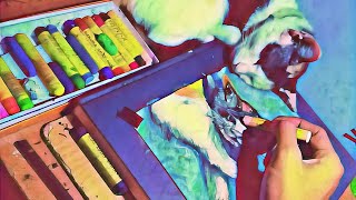 Cat Painting with Crayon || Drawing || Funny Cat