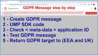 Create a GDPR message  - AdMob / UMP - SDK