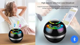 Portable Bluetooth Speaker, Wireless Mini Bluetooth Speaker Ball with LED Breathing Light, Black