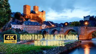 AUTOFAHRT in DEUTSCHLAND von WEILBURG nach RUNKEL (Spring Road Trip in 4K 60 fps UHD)