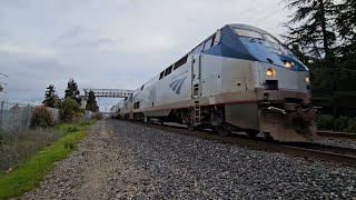 Amtrak Coast Starlight 11 @ Suisun-Fairfield with rare double p42 leaders 2/29/24