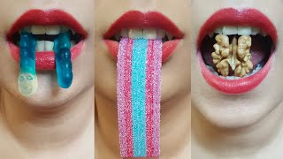 ASMR satisfying eating sound | snake gummi candy, walnut, jelly, and... #ASMR #mukbang #satisfying