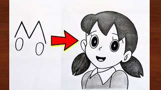 How to draw Shizuka from  Doraemon  using M 💚💚/ Shizuka Drawing Easily / Cartoon drawing