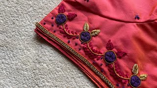 Super trendy & heavy aari work using normal needle on stitchedblouse! #2024 #simpleaariwork