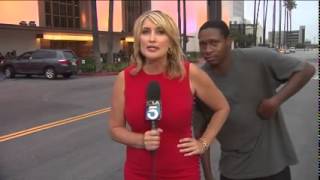 KTLA Reporter Wendy Burch Scared on LIVE TV in Los Angeles