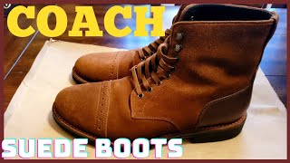 COACH Suede Dress Boots with Brogue Cap