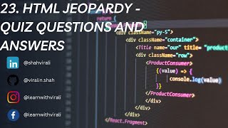 Day 23 Challenge 🎯: Ultimate HTML Jeopardy: Test Your Skills with Quiz Questions and Answers! #quiz