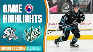 AHL HIGHLIGHTS | San Jose Barracuda vs. Iowa Wild | Oct. 20, 2024