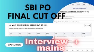 SBI PO FINAL CUT OFF ALL CATEGORY INTERVIEW + MAINS II