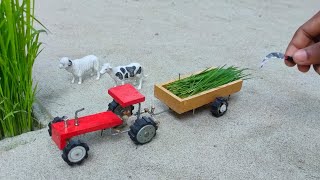 diy tractor machine Cow shed Eating for cow sheep | tractor trolley science project