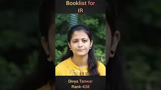 Booklist for IR || Divya Tanwar || UPSC CSE Rank-438 #upsc #ias #ir #books