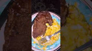 Steak 🥩 and cheese 🧀 eggs