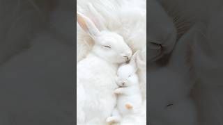 You won’t believe your eyes! 😍💫 A heartwarming moment of a mother and baby bunny's cozy nap! 🐰💤