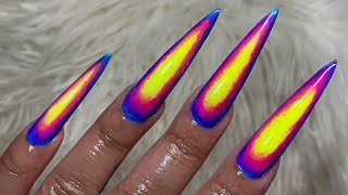 Thermal Nails 🔵💖🟡| Inspo Recreation | @noodle_yess