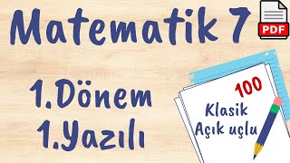 7. Sınıf Matematik 1. Dönem 1. Yazılı Soruları Yazılıya hazırlık +PDF  açık uçlu / klasik