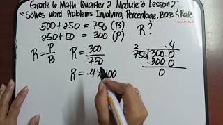 Solves Word Problems Involving Percentage, Base and Rate|Math 6 Q2 Module 3 Lesson 2 #maths #math