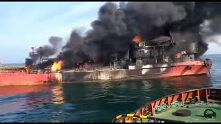 aftermath of a Russian navy suspected firing of a civilian tanker | Ukraine war