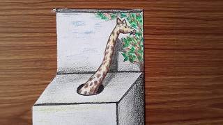 Drawing a Giraffe in a Box Hole - drawing sheet