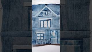 I built a 3 stories house with denim scraps #quiltingtutorial #quilting