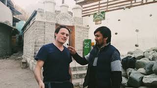 SWISS TOURIST AT HISTORICAL CHAQCHAN MASJID KHAPLU VALLEY GILGIT BALTISTAN