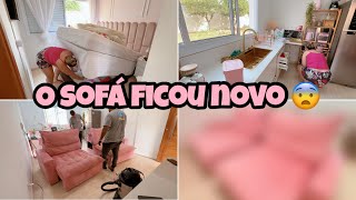 DIA DE FAXINA | MANDEI HIGIENIZAR NOSSO SOFÁ E ELE FICOU NOVO 😨😍 | Tayane Sílvia