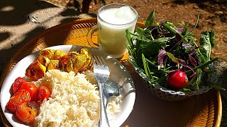 Learn how to make saffron chicken kebabs.Chicken Kebab in the Autumn #food #asmr #nature #cooking