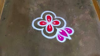 Margazhi madham lotus colour kolam designs|3 dots dhanurmasam muggulu|new year color rangoli 2024