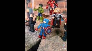 Setup for a Marvel Minimates Avengers photo shoot