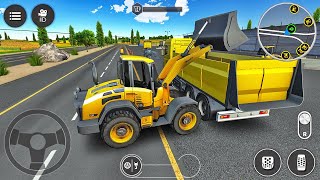 Bulldozer Digging Sand at Construction Site - Long Trailer Truck Driving - Android Gameplay