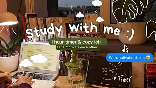 1 hour timer Study with me l Chill loft music 🎧 Sunset background 🌇stop procrastination ✍️