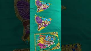 Fabric painting on blouse Radhakrishna art on blouse