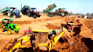 Jcb 3Dx Xpert Backhoe Loading Field Sand | Massey Ferguson Tractor | Mahindra Tractor | John Deere