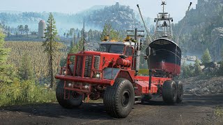 SnowRunner DLC Update - New Kenworth 963 - Transporting Heavy Boat Cargo Trailer