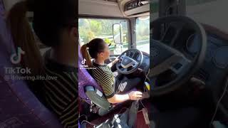 Female Bus Driver | Driving Bus | Driving Bus | Beautiful Girl Truck Drivers