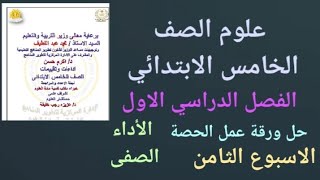 حل ورقة عمل الحصة ( الأداء الصفى) ( الاسبوع الثامن) علوم الصف الخامس الابتدائي الترم الاول ٢٠٢٥