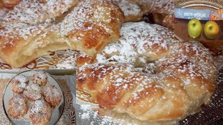 بريوش رائع بجوج مكونات ،الباسطا زفوليا وتفاحة من أسهل ما يكون (pasta sfoglia )