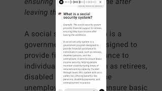 What is a social security system?