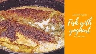 Healthy food fish with yoghurt