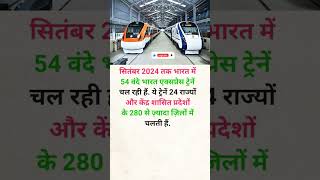 वर्तमान में कितने वंदे भारत ट्रेनें चल रही हैं #knowledge #railway #trending #travel #train