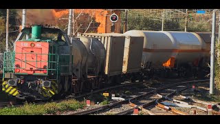 Lungo e pesante merci il  Ventimiglia - Castelguelfo. Loco E191 102 spinta D100 002