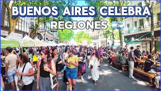 【4K】Buenos Aires Celebra REGIONES ARGENTINAS | Av. de Mayo Walking Tour