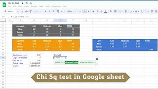 Chi Square test in google sheet #illustration #exceltutorial #statistics #books #chisquare