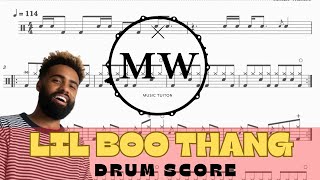 🥁 How to play- Lil Boo Thang - Paul Russell Drum score, drums transcription 🥁