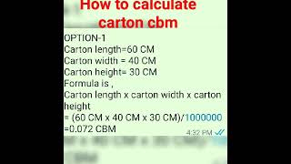 How to calculate carton Cbm