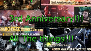 Special Update Nu Gundam! Sazabi! 3rd Anniversary! 4 star rarity?! New PVE, Tokens, Banners Oh My!