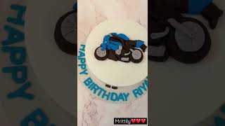 Bike theme cake🏍️💙 #cake #shorts #cakedecorating  #bikethemecake