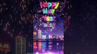 New year neon night fireworks 2024 font