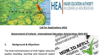 Government of Ireland  International Education Scholarships for International students (GOI-IES)