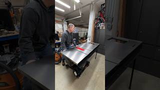 Moving the new SawStop table saw into place